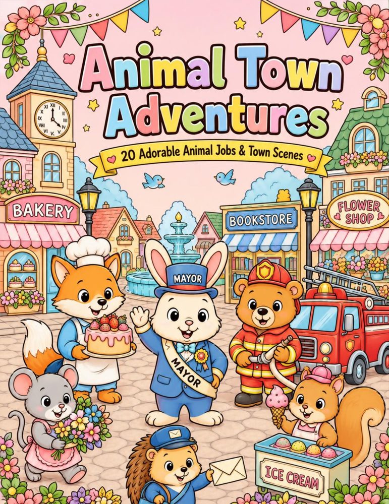Animal Town Adventures coloring book
