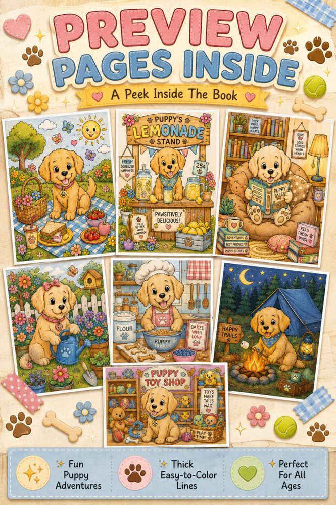 Cozy Puppies coloring pages