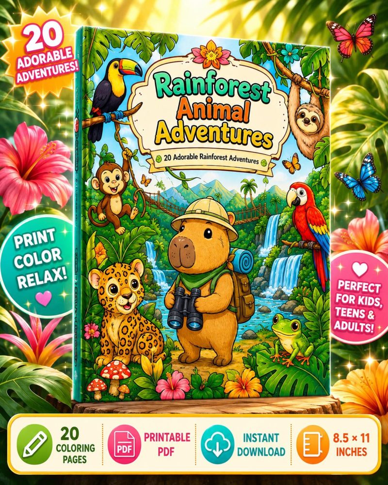 Rainforest Animal Adventures coloring book